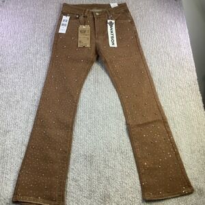Watson Denim Women Brown Rhinestone Embellished Flare Jeans Size 30 NWT